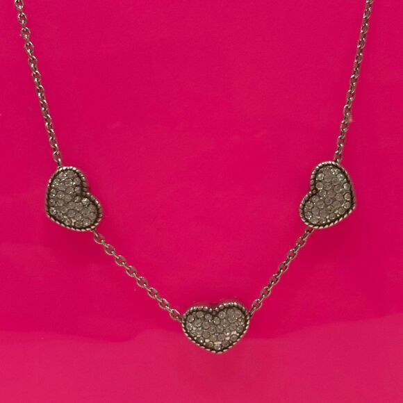 Brighton Celestia Heart Swarovski Crystal Reversible Necklace Silver EUC - Picture 1 of 5